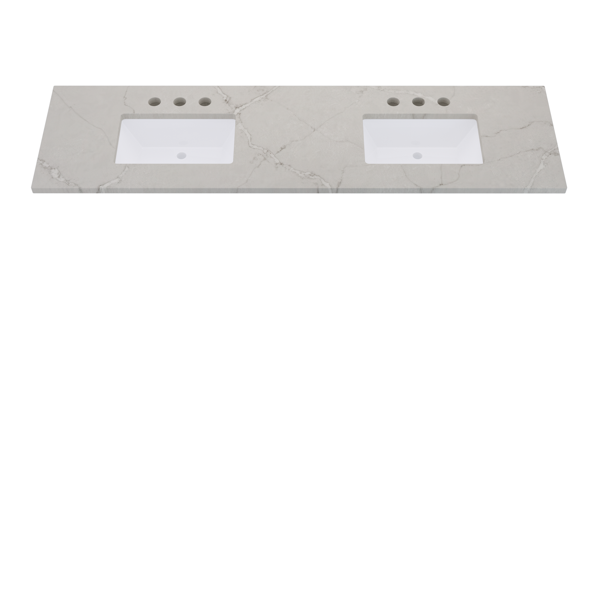 79" Vanderloc Silestone® Quartz Bathroom Vanity Top | Double Rectangle Sink | Centered in Victorian Silver
