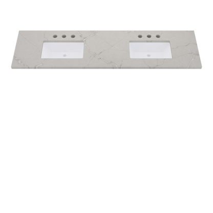 79" Vanderloc Silestone® Quartz Bathroom Vanity Top | Double Rectangle Sink | Centered in Victorian Silver