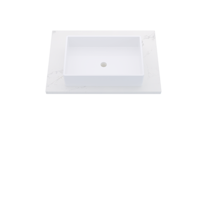 31" Vanderloc Silestone® Quartz Bathroom Vanity Top | Single Vigo Sink | Centered in Et Calacatta Gold