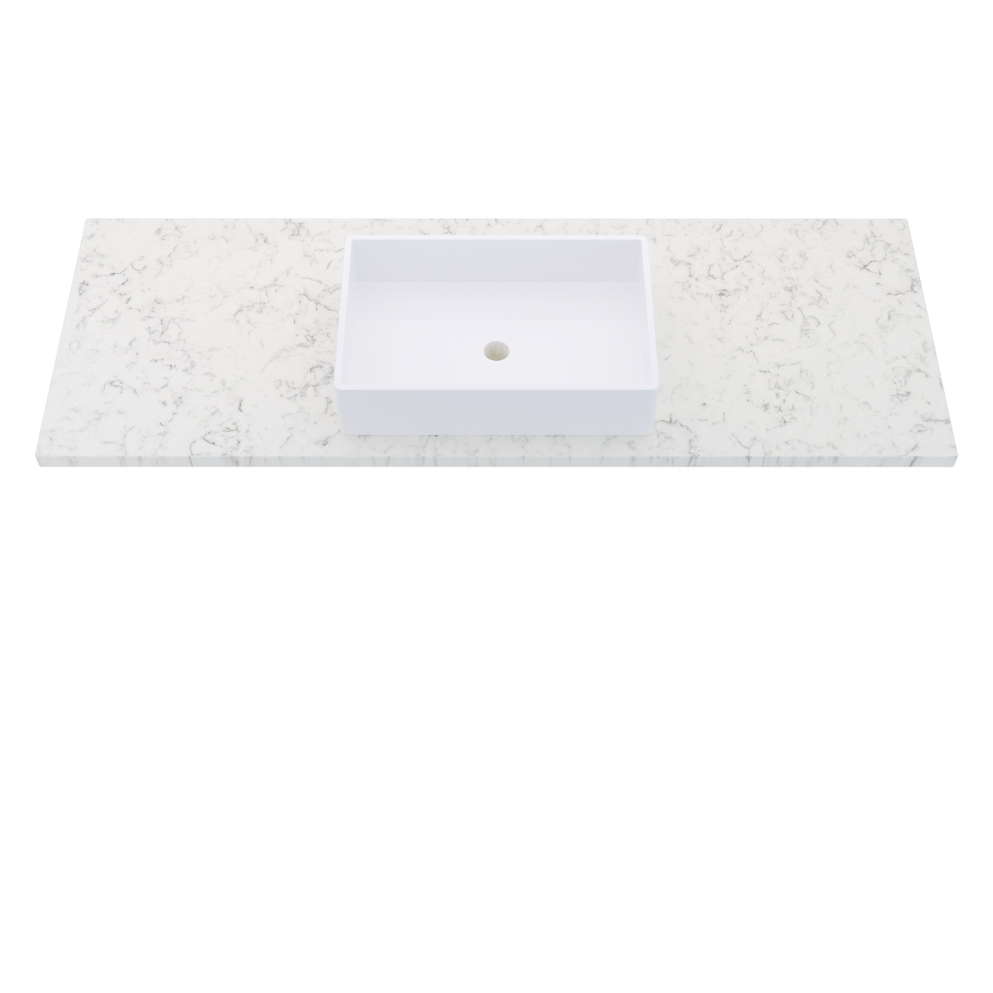 61" Vanderloc Silestone® Quartz Bathroom Vanity Top | Single Vigo Sink | Centered in Lyra
