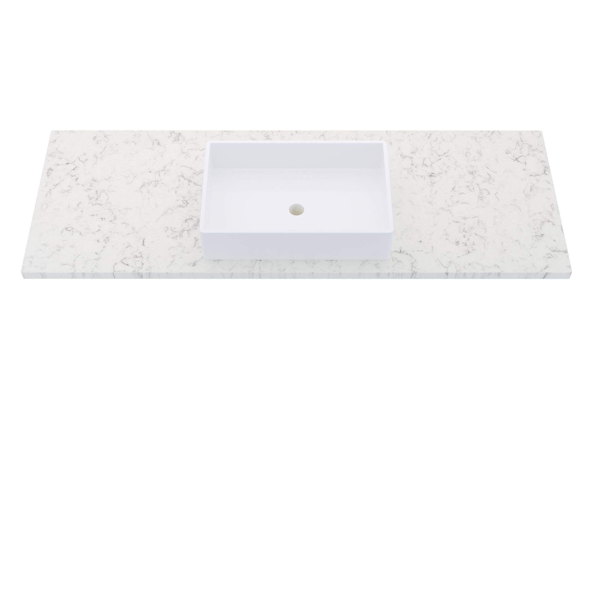 61" Vanderloc Silestone® Quartz Bathroom Vanity Top | Single Vigo Sink | Centered in Lyra