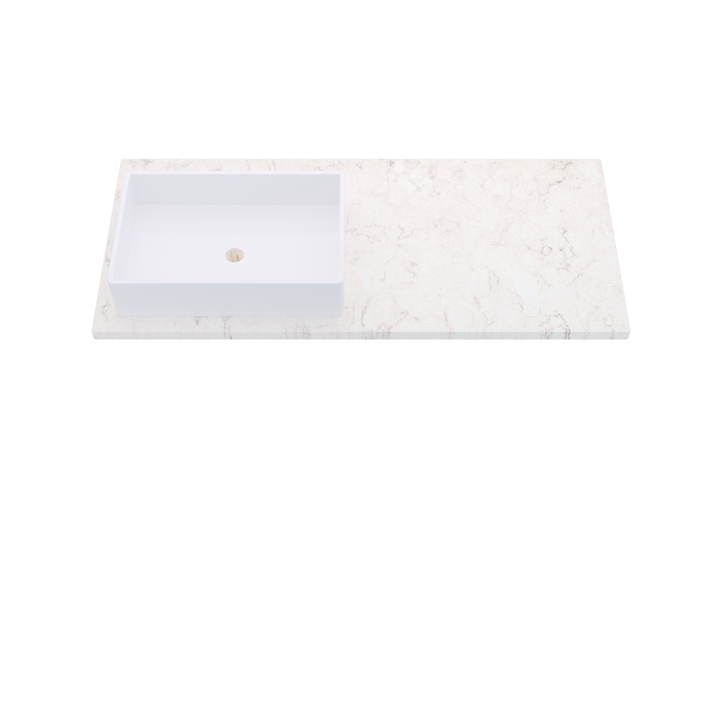 49" Vanderloc Silestone® Quartz Bathroom Vanity Top | Single Rectangle Sink | Offset in Snowy Ibiza