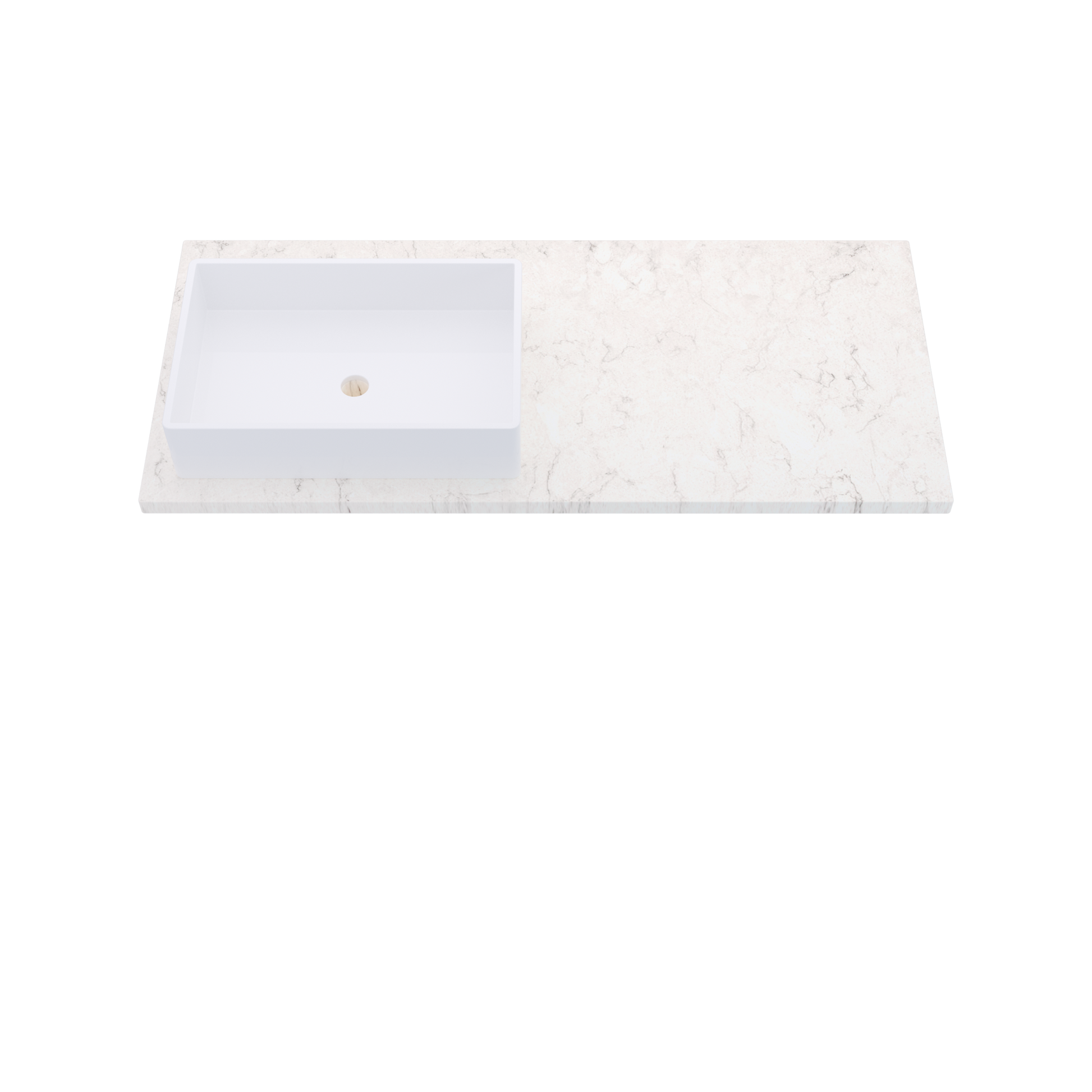 49" Vanderloc Silestone® Quartz Bathroom Vanity Top | Single Rectangle Sink | Offset in Snowy Ibiza