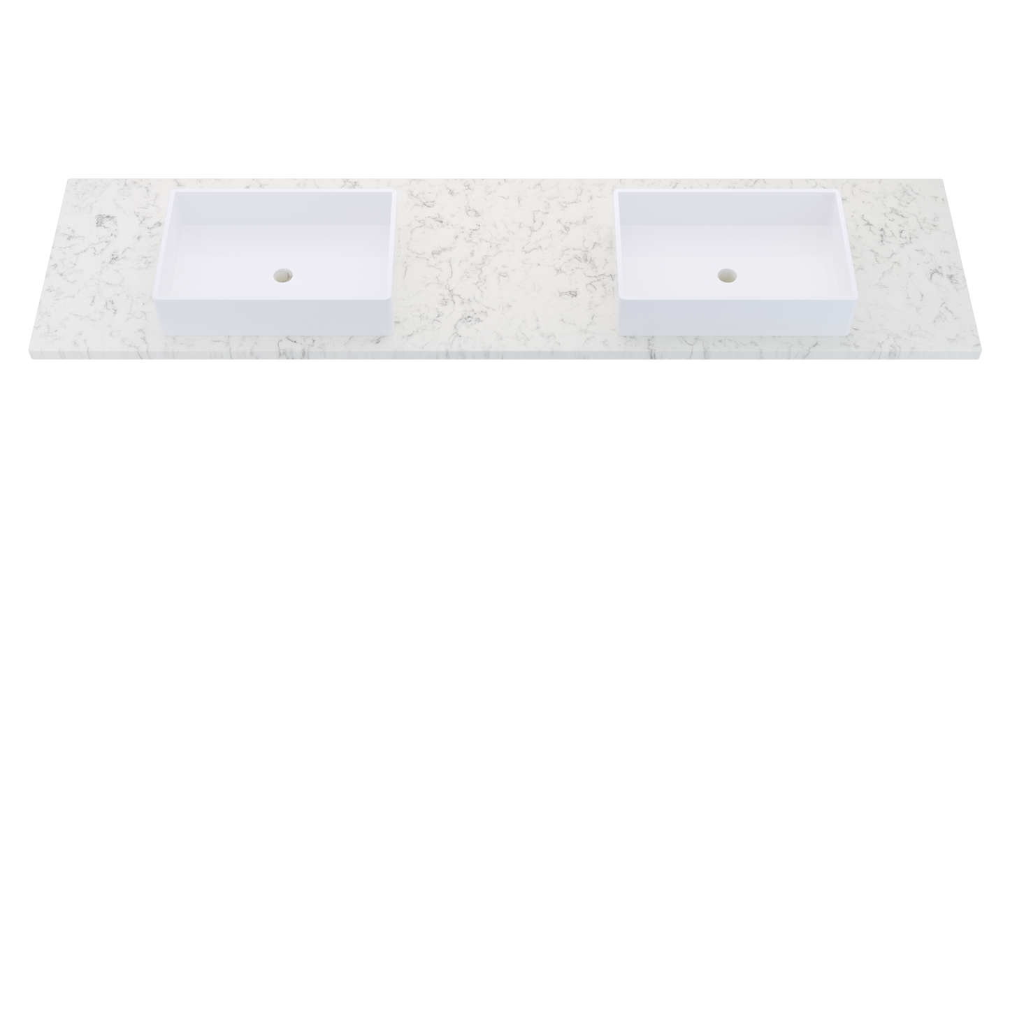 85" Vanderloc Silestone® Quartz Bathroom Vanity Top | Double Vigo Sink | Centered in Lyra