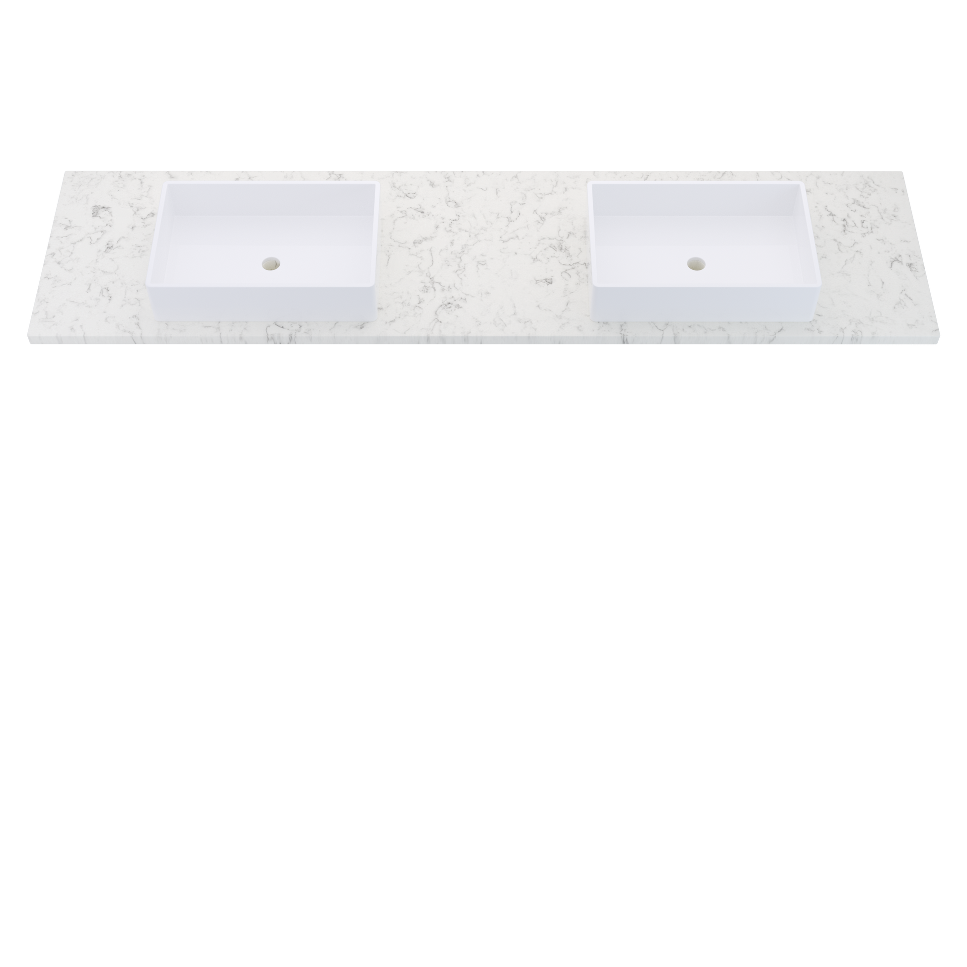85" Vanderloc Silestone® Quartz Bathroom Vanity Top | Double Vigo Sink | Centered in Lyra
