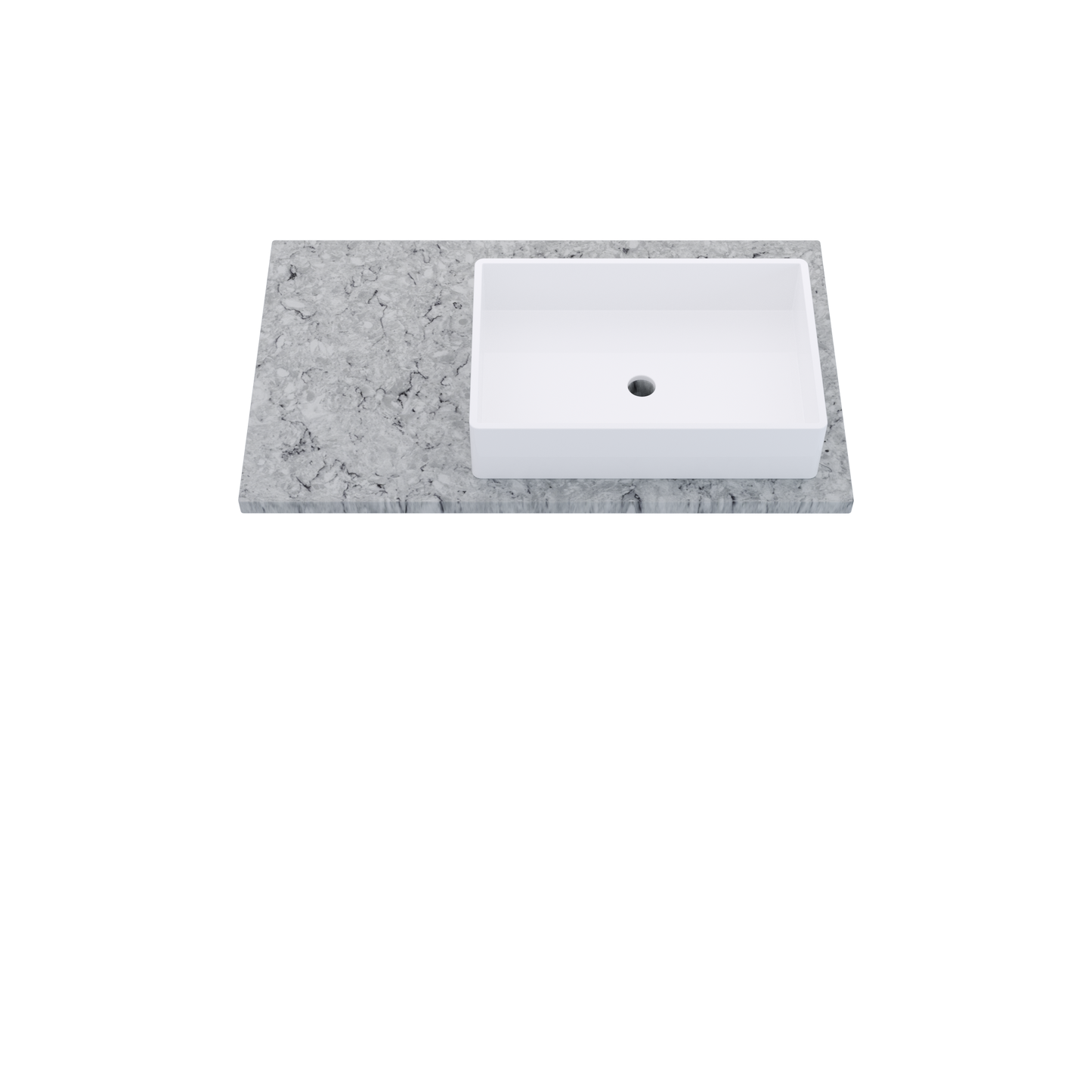 37" Vanderloc Silestone® Quartz Bathroom Vanity Top | Single Vigo Sink | Offset in Pietra
