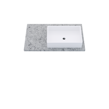 37" Vanderloc Silestone® Quartz Bathroom Vanity Top | Single Vigo Sink | Offset in Pietra