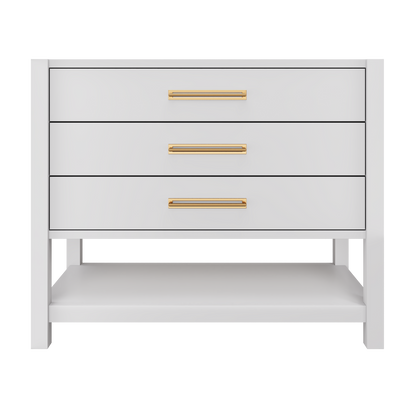Kiawah 3-Drawer Single Bath Vanity 42in Strong White Satin Gold