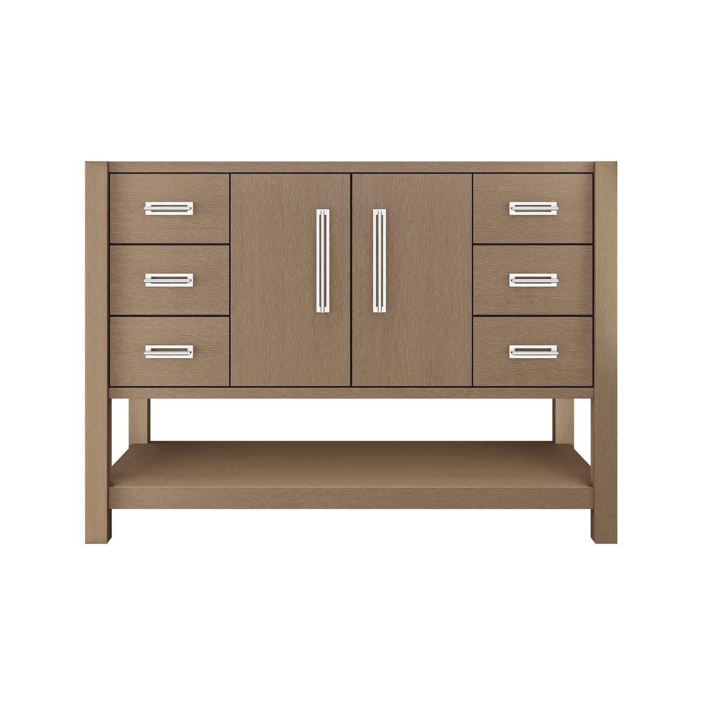 Kiawah Single Extra-Wide Bath Vanity 48in Smoked Modern Polished Chrome