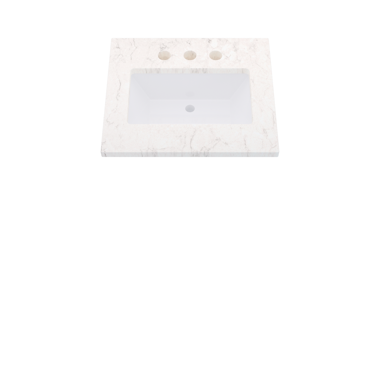 25" Vanderloc Silestone® Quartz Bathroom Vanity Top | Single Rectangle Sink | Centered in Snowy Ibiza