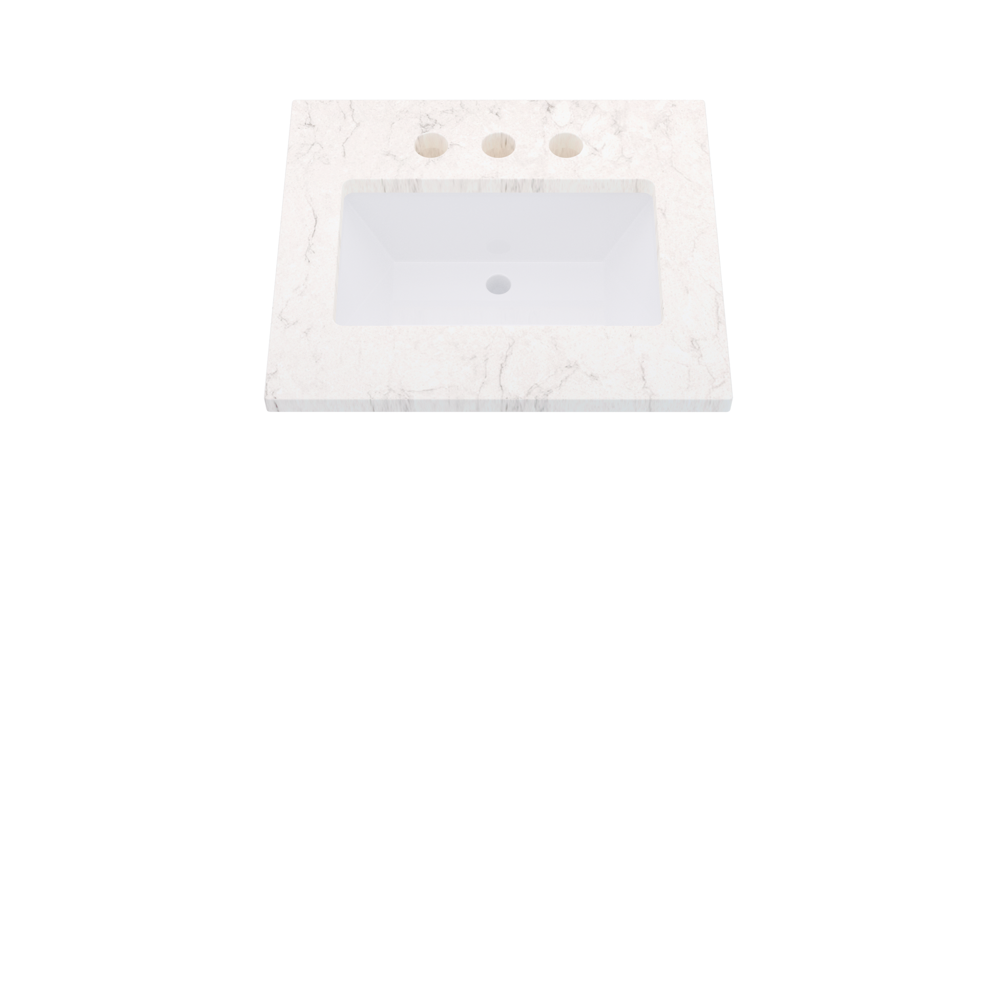 25" Vanderloc Silestone® Quartz Bathroom Vanity Top | Single Rectangle Sink | Centered in Snowy Ibiza