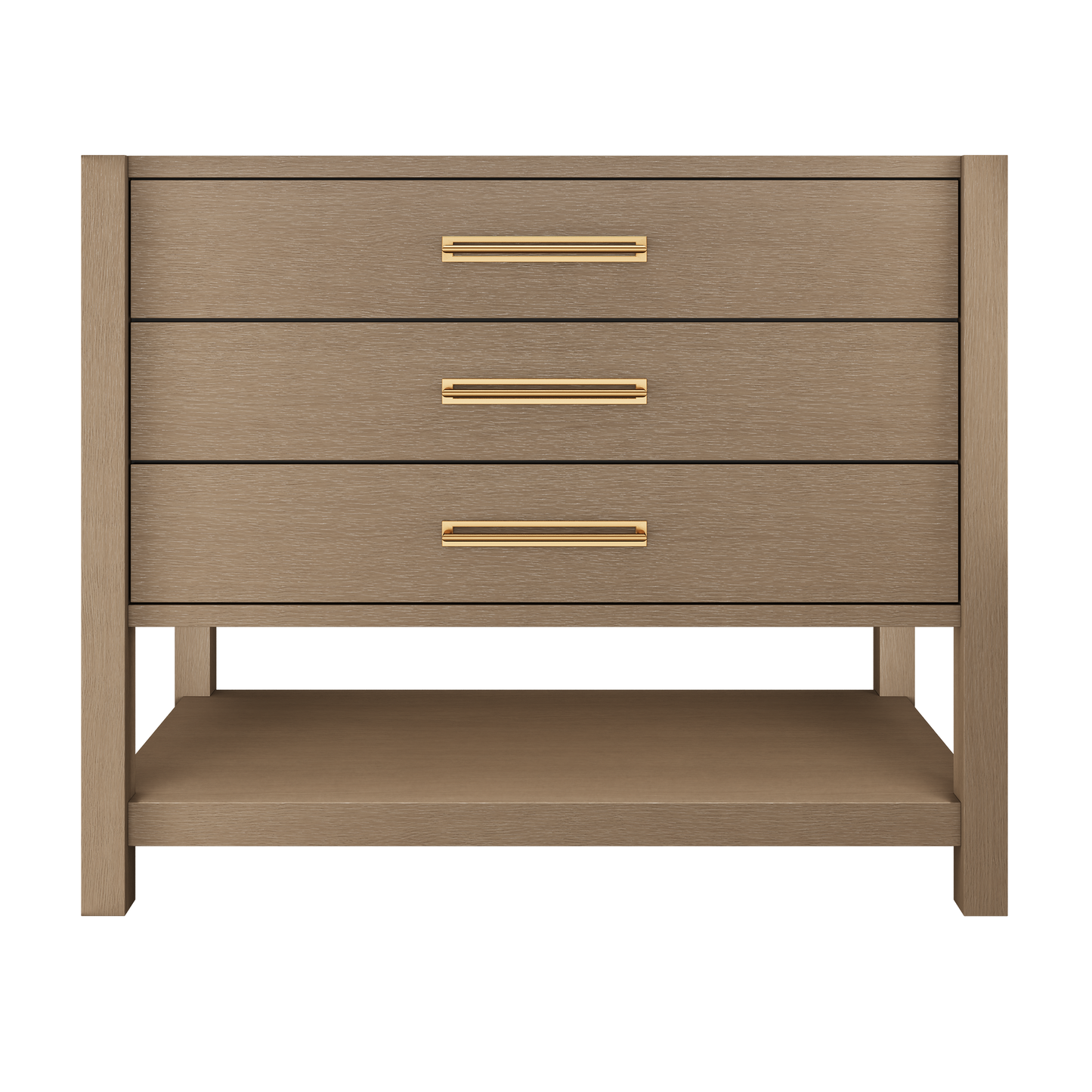 Kiawah 3-Drawer Single Bath Vanity 42in Smoked Modern Satin Gold