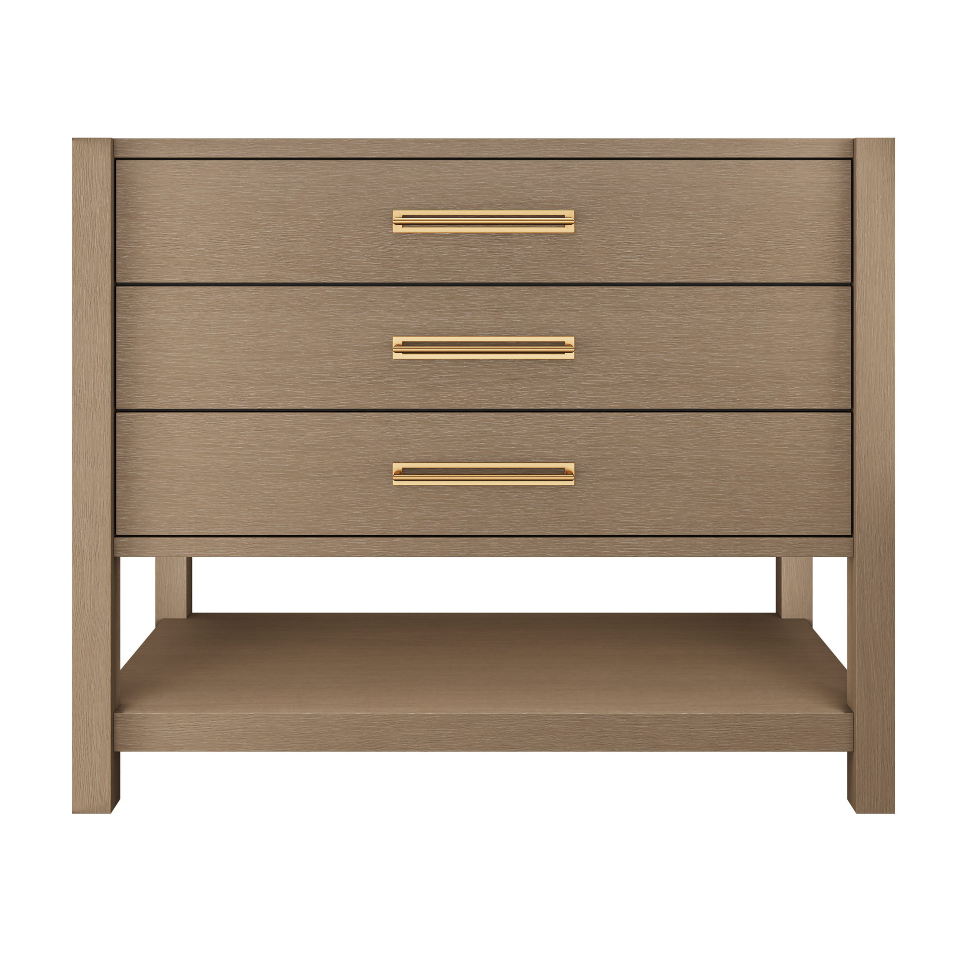 Kiawah 3-Drawer Single Bath Vanity 42in Smoked Modern Satin Gold