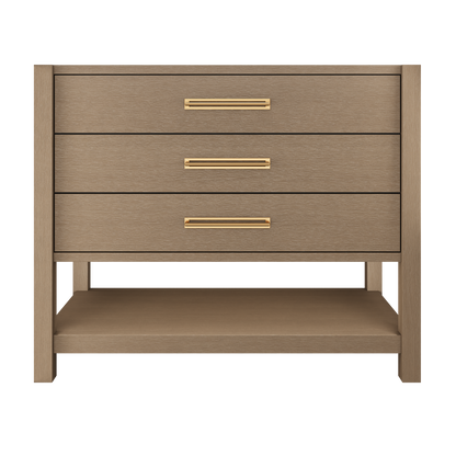 Kiawah 3-Drawer Single Bath Vanity 42in Smoked Modern Satin Gold