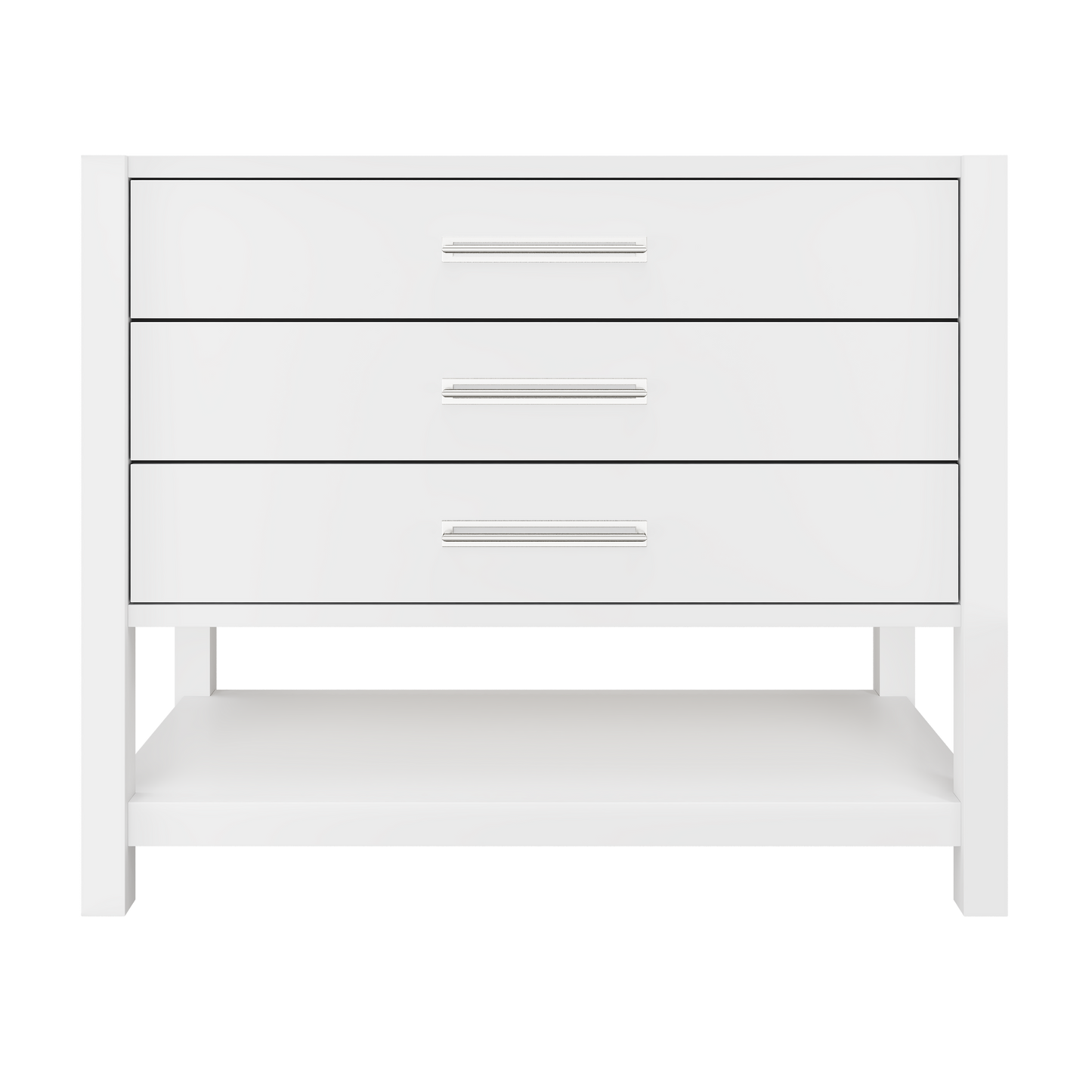 Kiawah 3-Drawer Single Bath Vanity 42in Pure White Polished Chrome