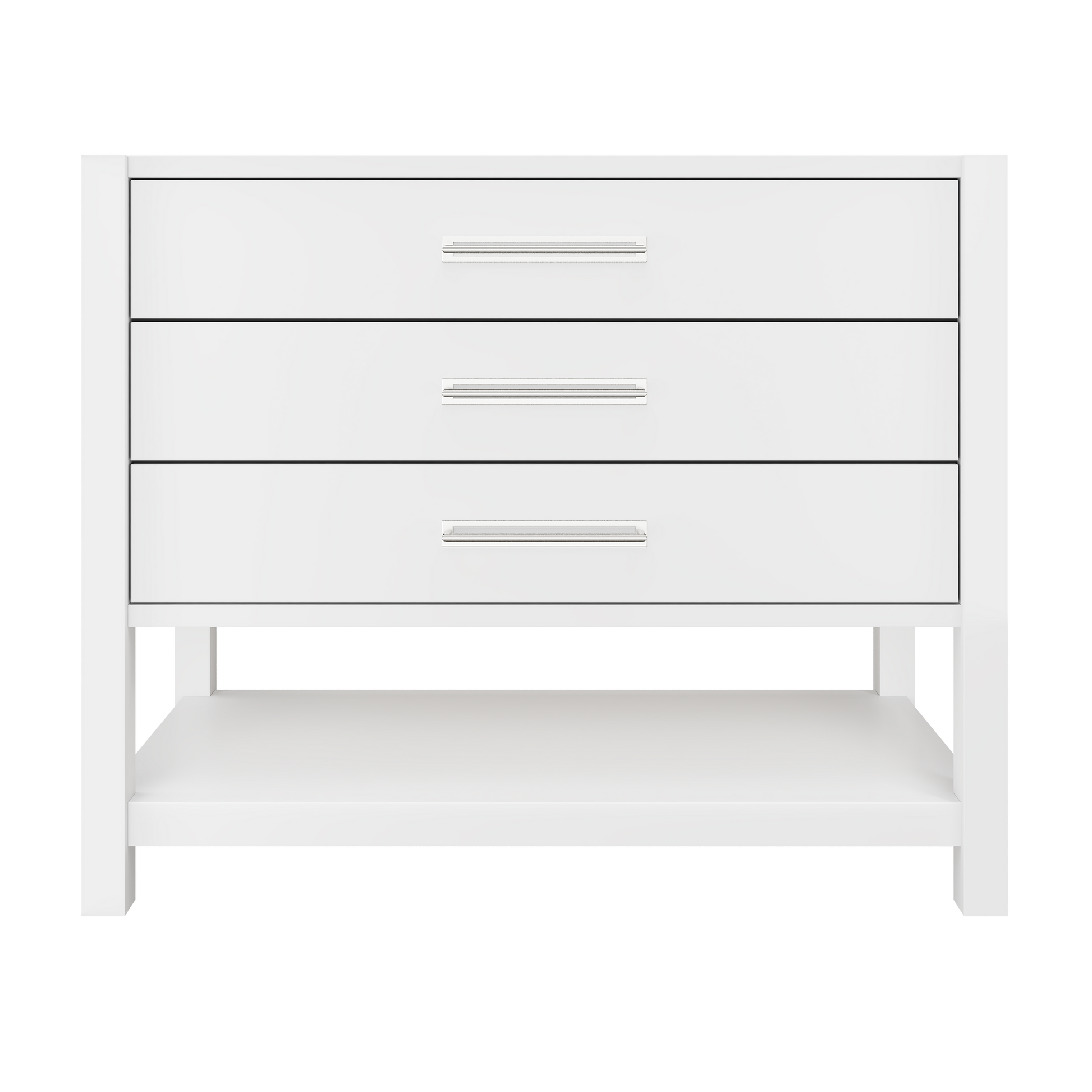 Kiawah 3-Drawer Single Bath Vanity 42in Pure White Polished Chrome