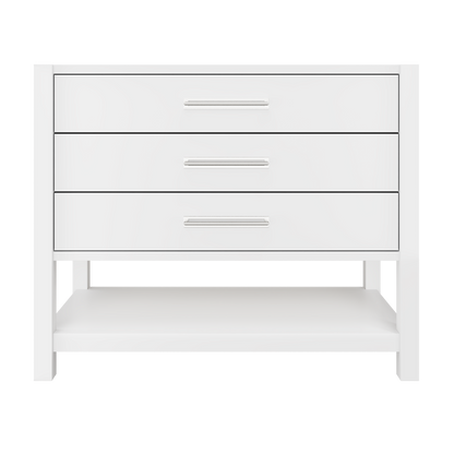 Kiawah 3-Drawer Single Bath Vanity 42in Pure White Polished Chrome