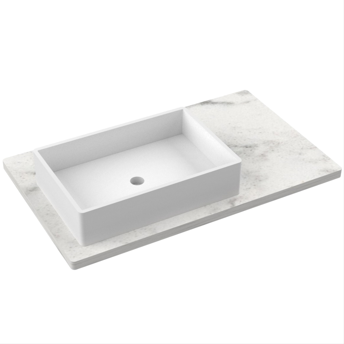 43" Vanderloc Silestone® Quartz Bathroom Vanity Top | Single Vigo Sink | Offset in Helix
