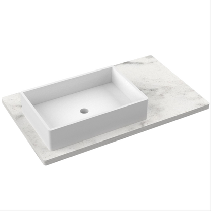 43" Vanderloc Silestone® Quartz Bathroom Vanity Top | Single Vigo Sink | Offset in Helix