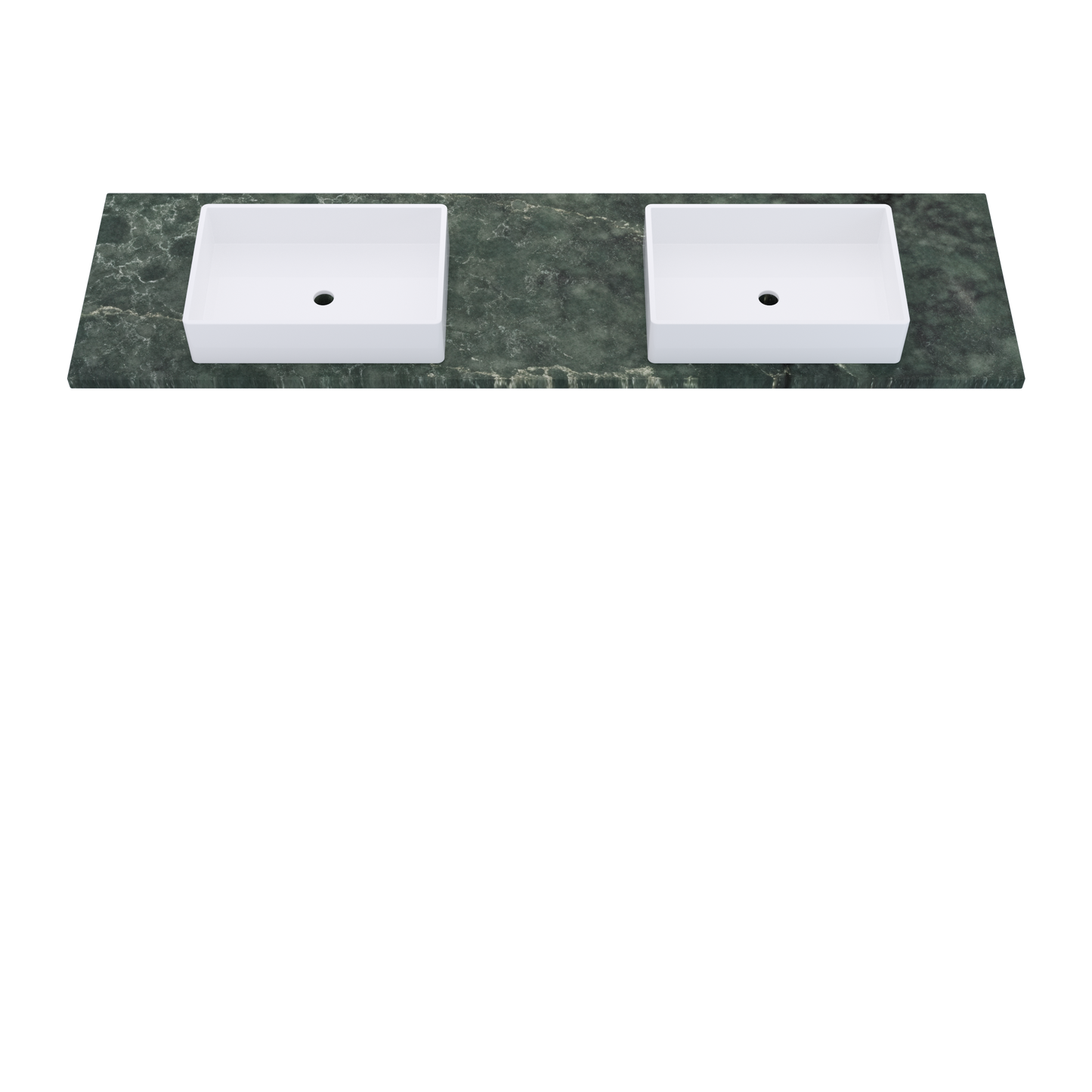 79" Vanderloc Silestone® Quartz Bathroom Vanity Top | Double Vigo Sink | Centered in Jardin Emerald