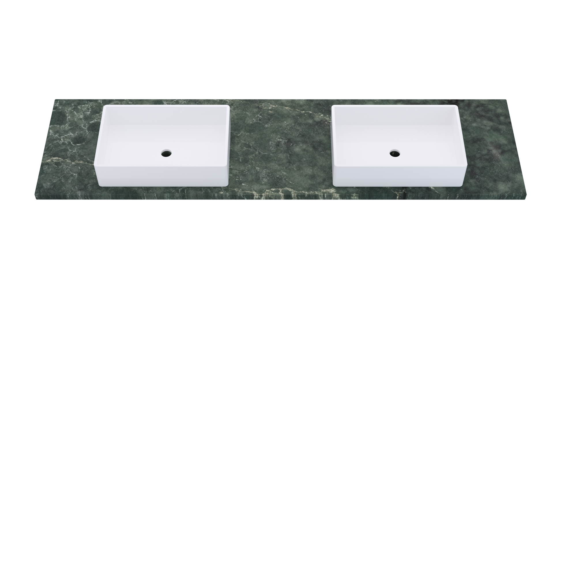 79" Vanderloc Silestone® Quartz Bathroom Vanity Top | Double Vigo Sink | Centered in Jardin Emerald