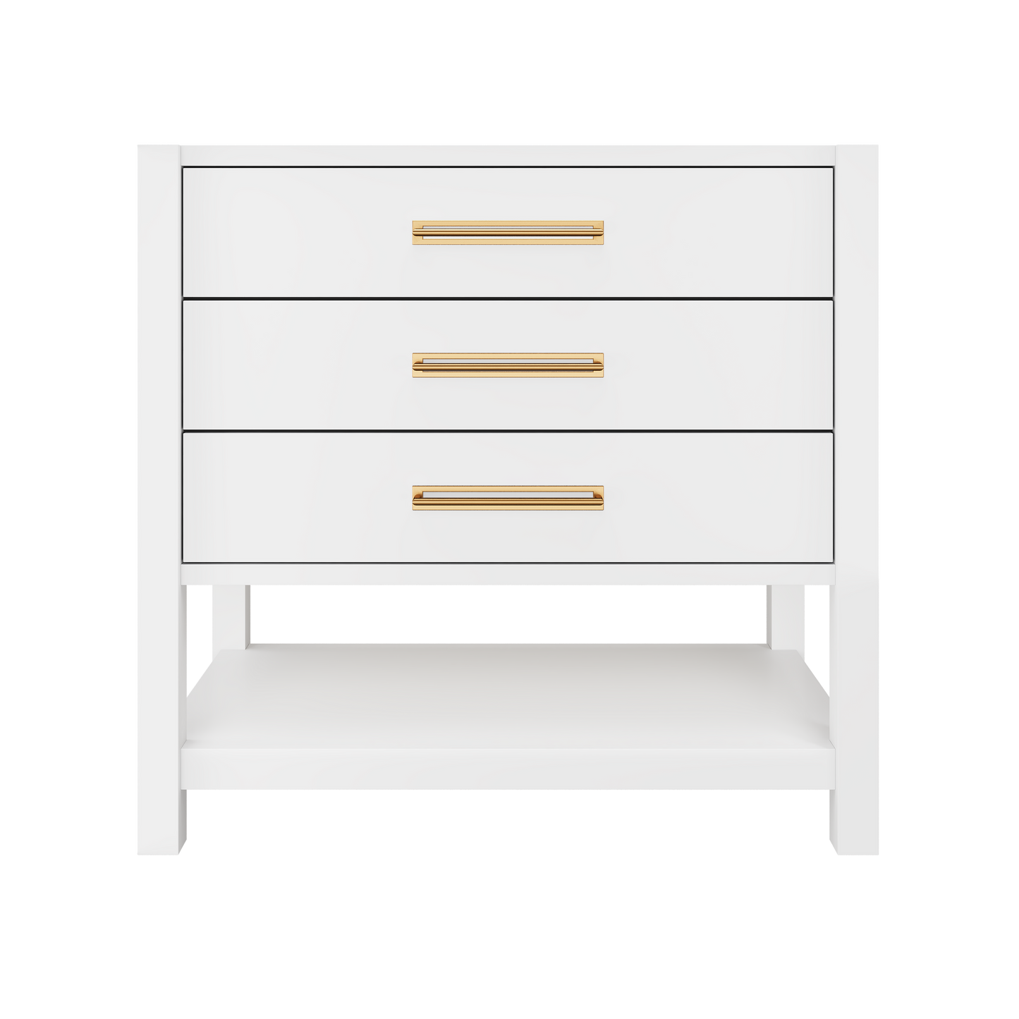 Kiawah 3-Drawer Single Bath Vanity 36in Pure White Satin Gold