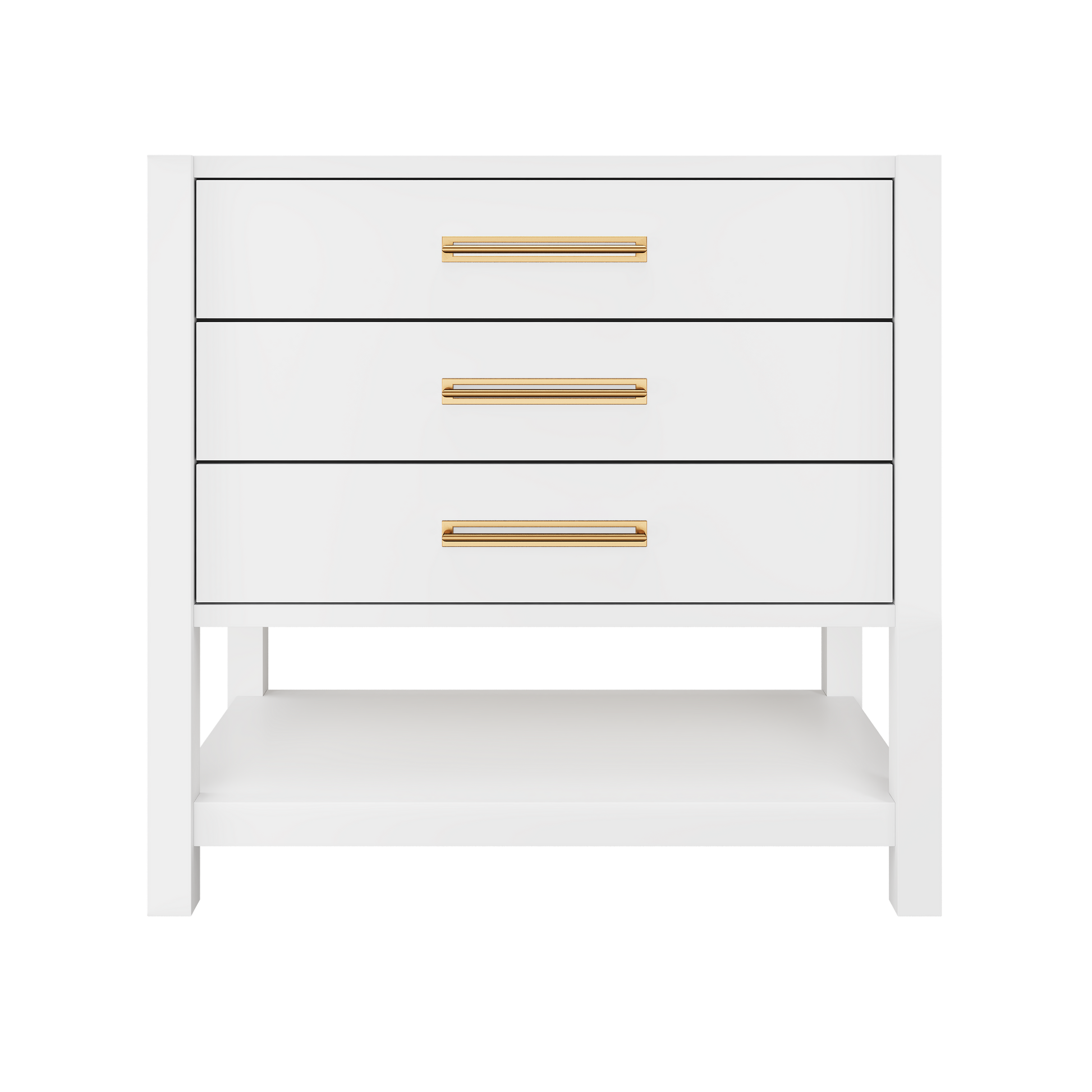 Kiawah 3-Drawer Single Bath Vanity 36in Pure White Satin Gold