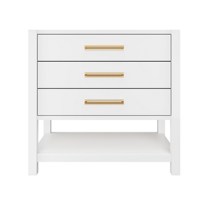 Kiawah 3-Drawer Single Bath Vanity 36in Pure White Satin Gold