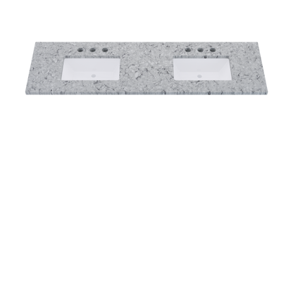 73" Vanderloc Silestone® Quartz Bathroom Vanity Top | Double Rectangle Sink | Centered in Pietra