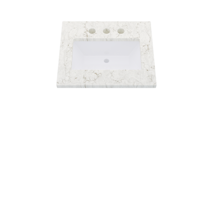 25" Vanderloc Silestone® Quartz Bathroom Vanity Top | Single Rectangle Sink | Centered in Lusso
