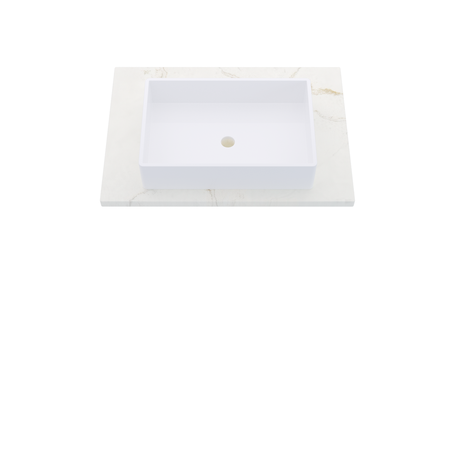 31" Vanderloc Silestone® Quartz Bathroom Vanity Top | Single Vigo Sink | Centered in Blanc Elysee