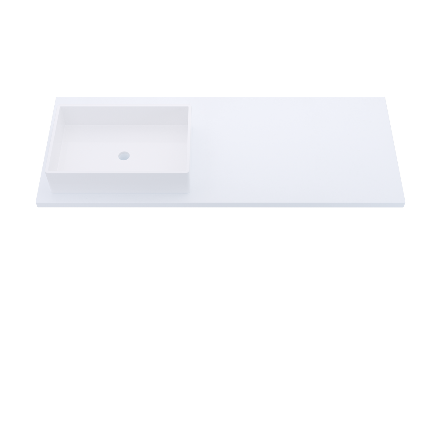 55" Vanderloc Silestone® Quartz Bathroom Vanity Top | Single Rectangle Sink | Offset in Miami White