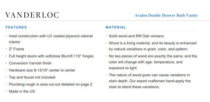 Vanderloc Avalon Double Drawer bathroom vanity — view 23