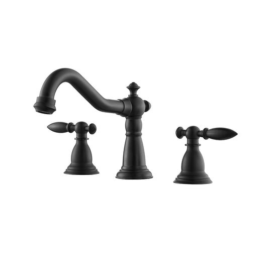 Vinnova, Corella Widespread Matte Black Bathroom Basin Sink Faucet
