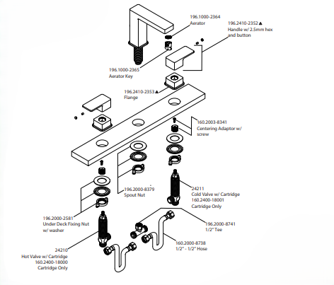 Vanderloc Three Hole 8" Widespread Two Handle Bathroom Faucet