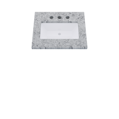 25" Vanderloc Silestone® Quartz Bathroom Vanity Top | Single Rectangle Sink | Centered in Pietra