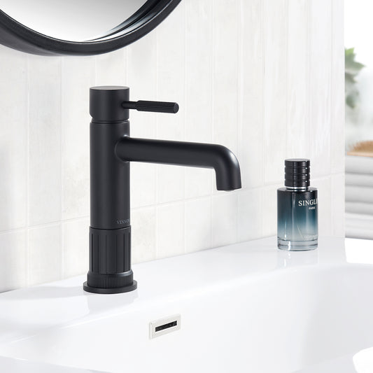 Vinnova, Mexico Single High-Handle Hole Lever Vessel Matte Black Bathroom Faucet