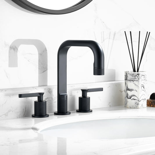 Vinnova, New York Widespread Matte Black Bathroom Basin Sink Faucet