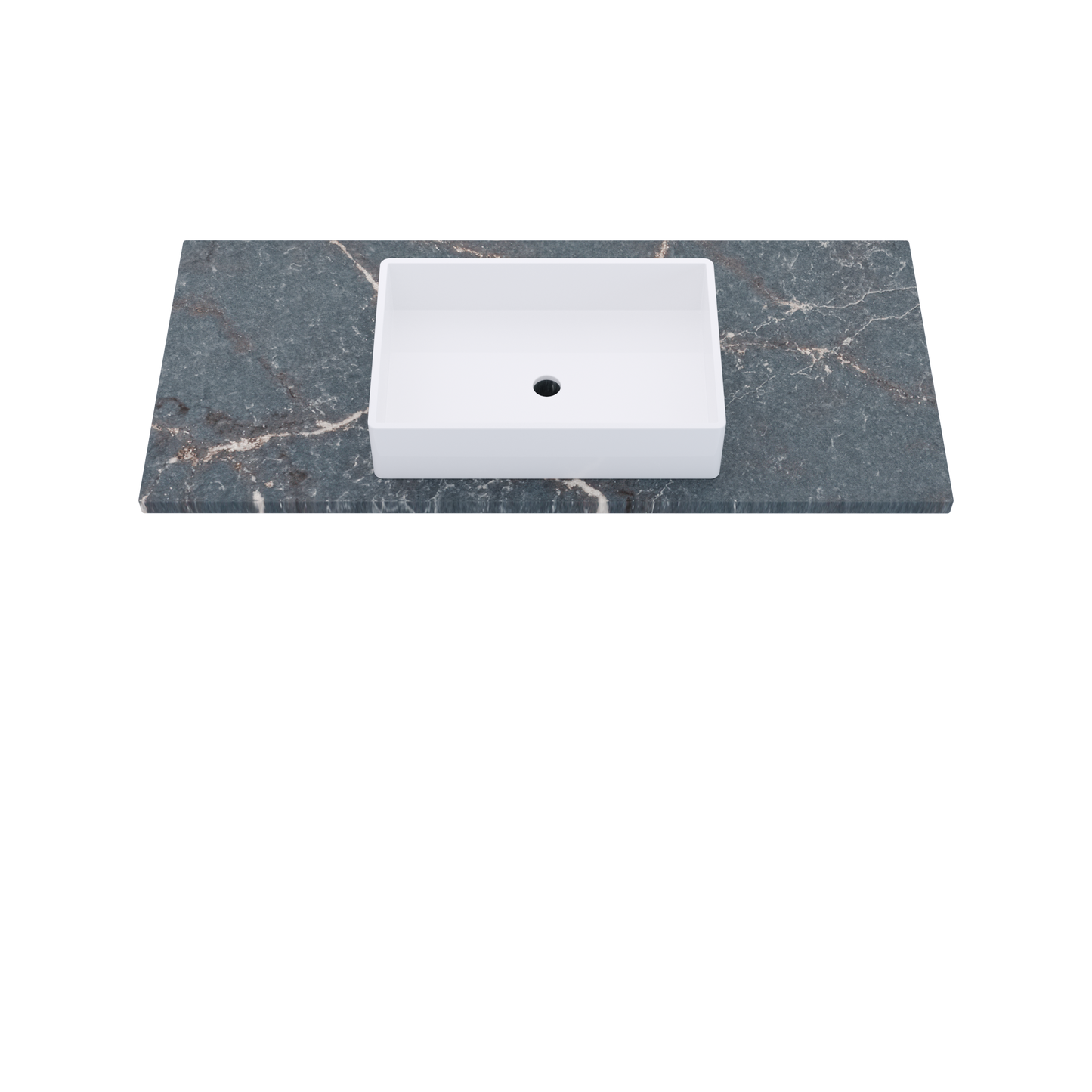 49" Vanderloc Silestone® Quartz Bathroom Vanity Top | Single Vigo Sink | Centered in Parisien Bleu