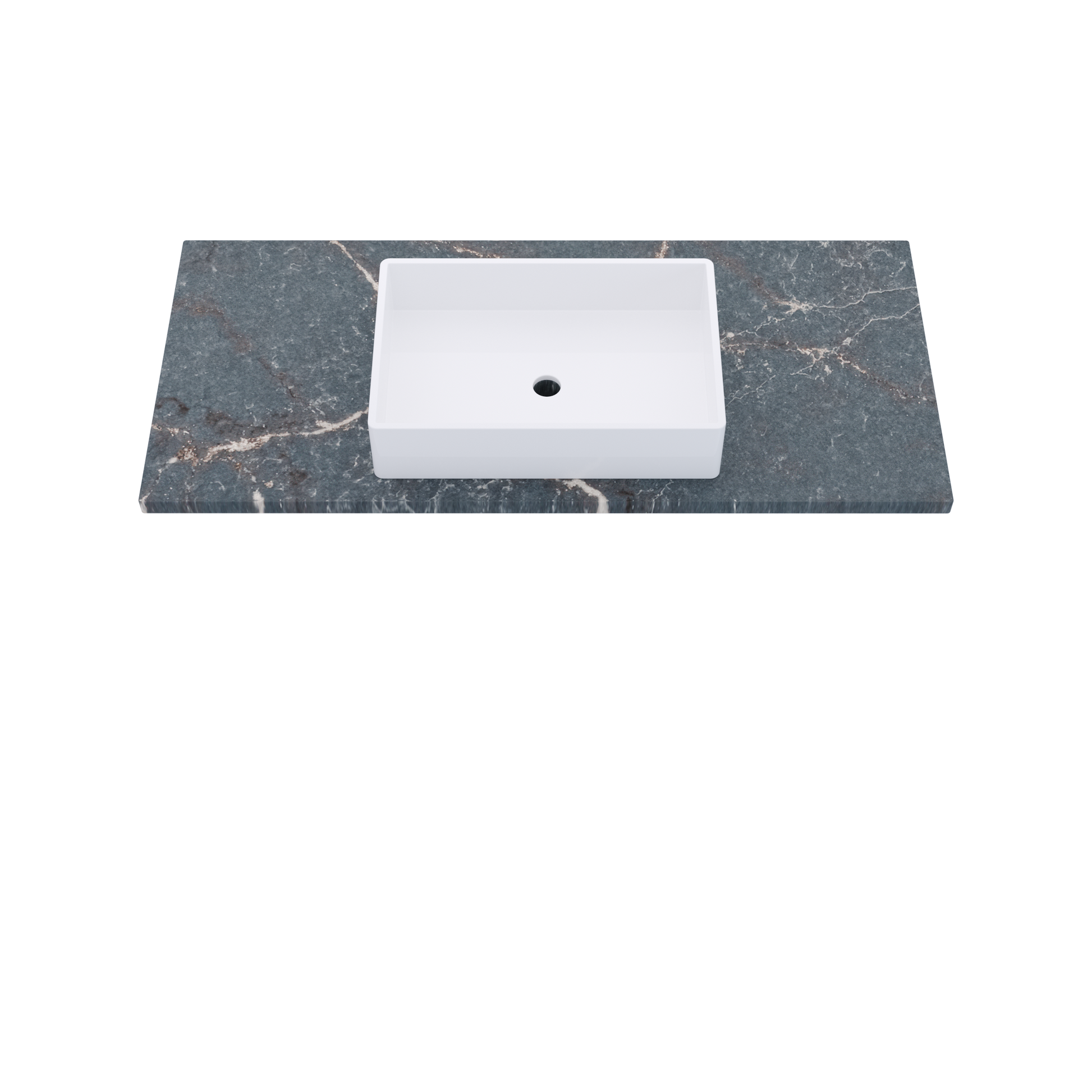 49" Vanderloc Silestone® Quartz Bathroom Vanity Top | Single Vigo Sink | Centered in Parisien Bleu