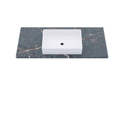 49" Vanderloc Silestone® Quartz Bathroom Vanity Top | Single Vigo Sink | Centered in Parisien Bleu