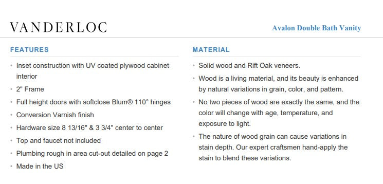 Vanderloc Avalon Double Bath bathroom vanity — view 23
