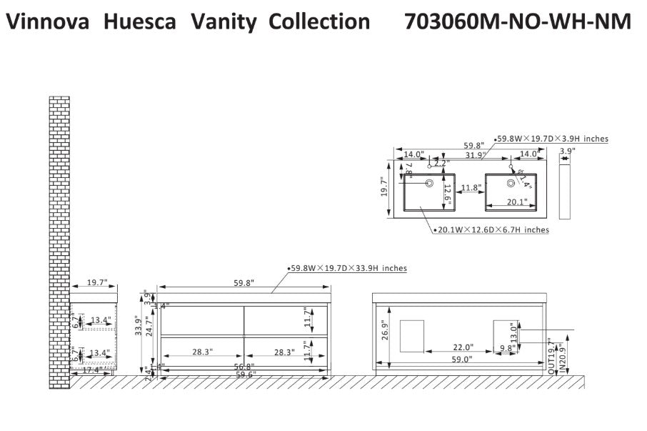 Vinnova Huesca double sink bathroom vanity in North American Oak — view 9