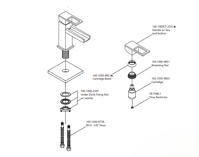 Vanderloc Single Hole Cascade Flow Waterfall Bathroom Faucet