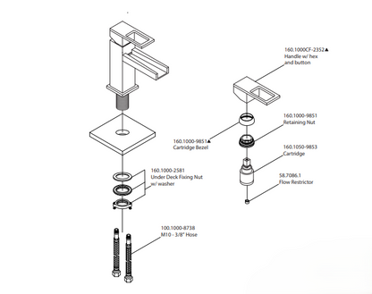 Vanderloc Single Hole Cascade Flow Waterfall Bathroom Faucet