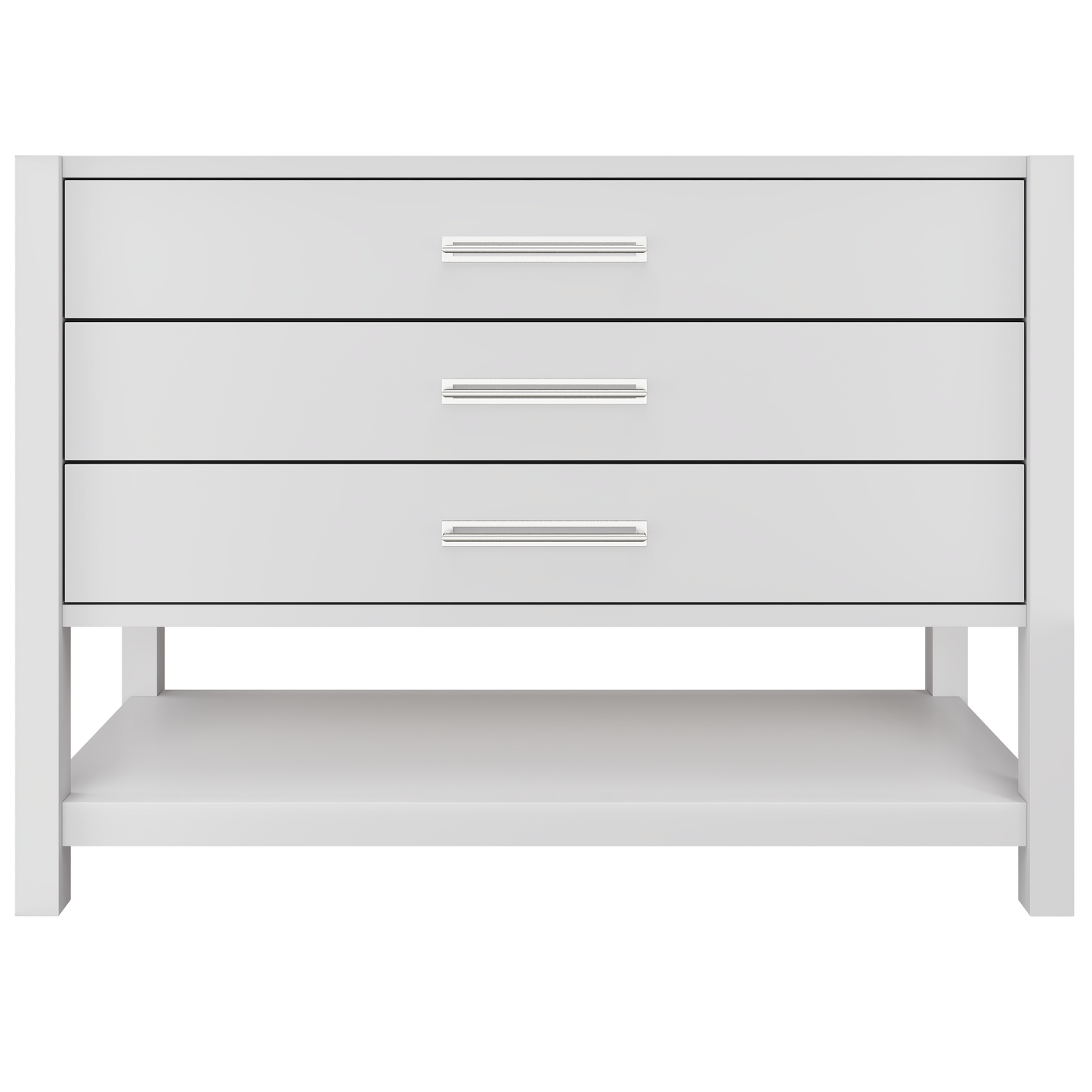 Kiawah 3-Drawer Single Bath Vanity 48in Strong White Polished Chrome