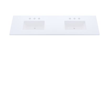 73" Vanderloc Silestone® Quartz Bathroom Vanity Top | Double Rectangle Sink | Centered in Miami White
