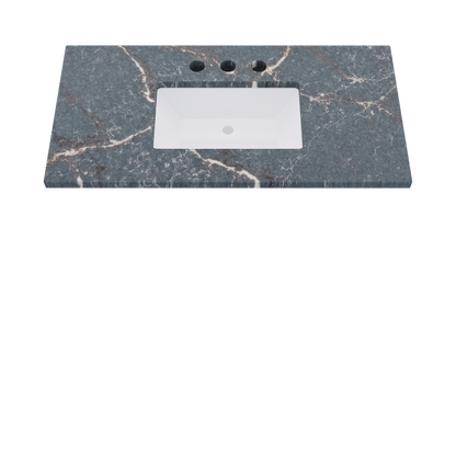 43" Vanderloc Silestone® Quartz Bathroom Vanity Top | Single Rectangle Sink | Centered in Parisien Bleu