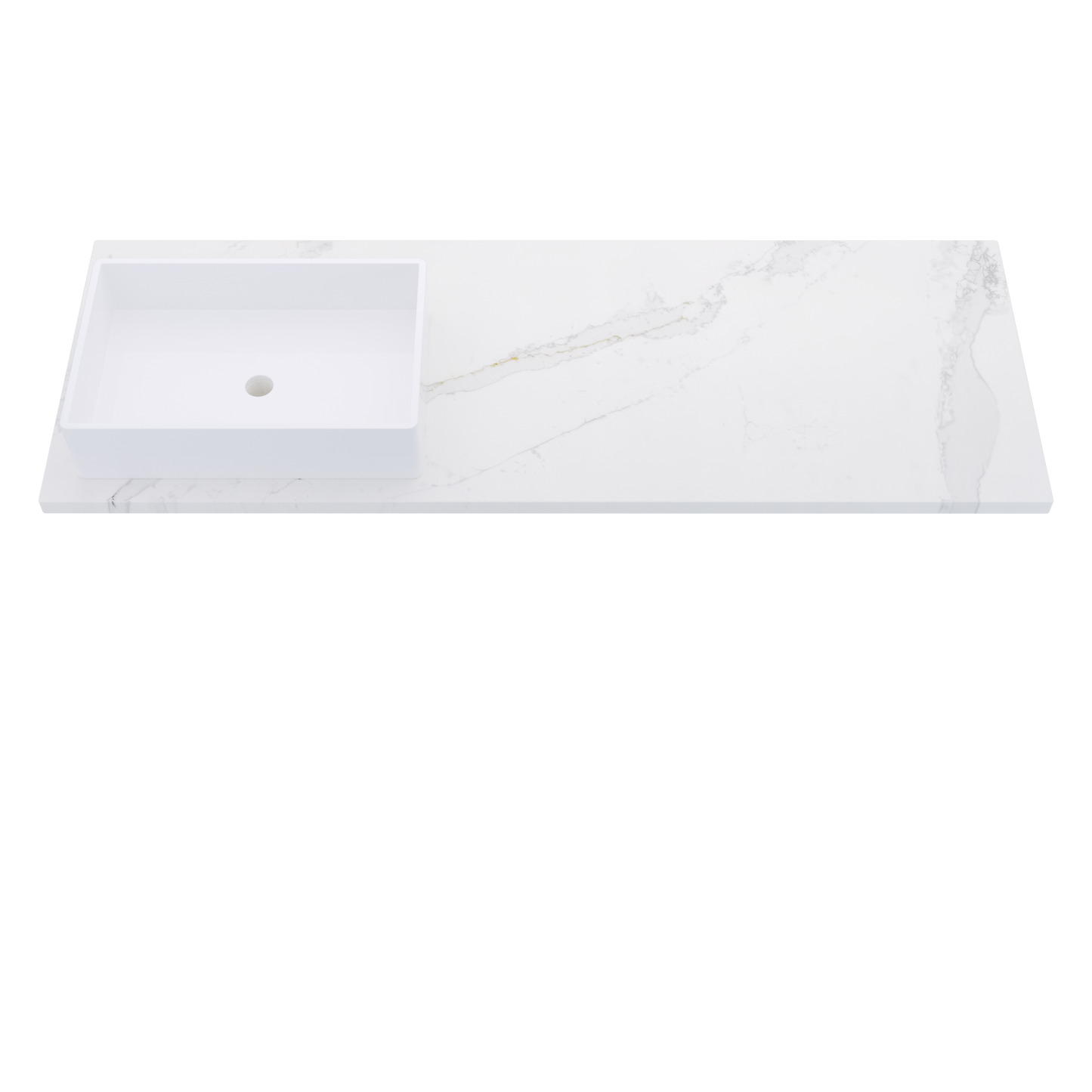 61" Vanderloc Silestone® Quartz Bathroom Vanity Top | Single Rectangle Sink | Offset in Et Calacatta Gold