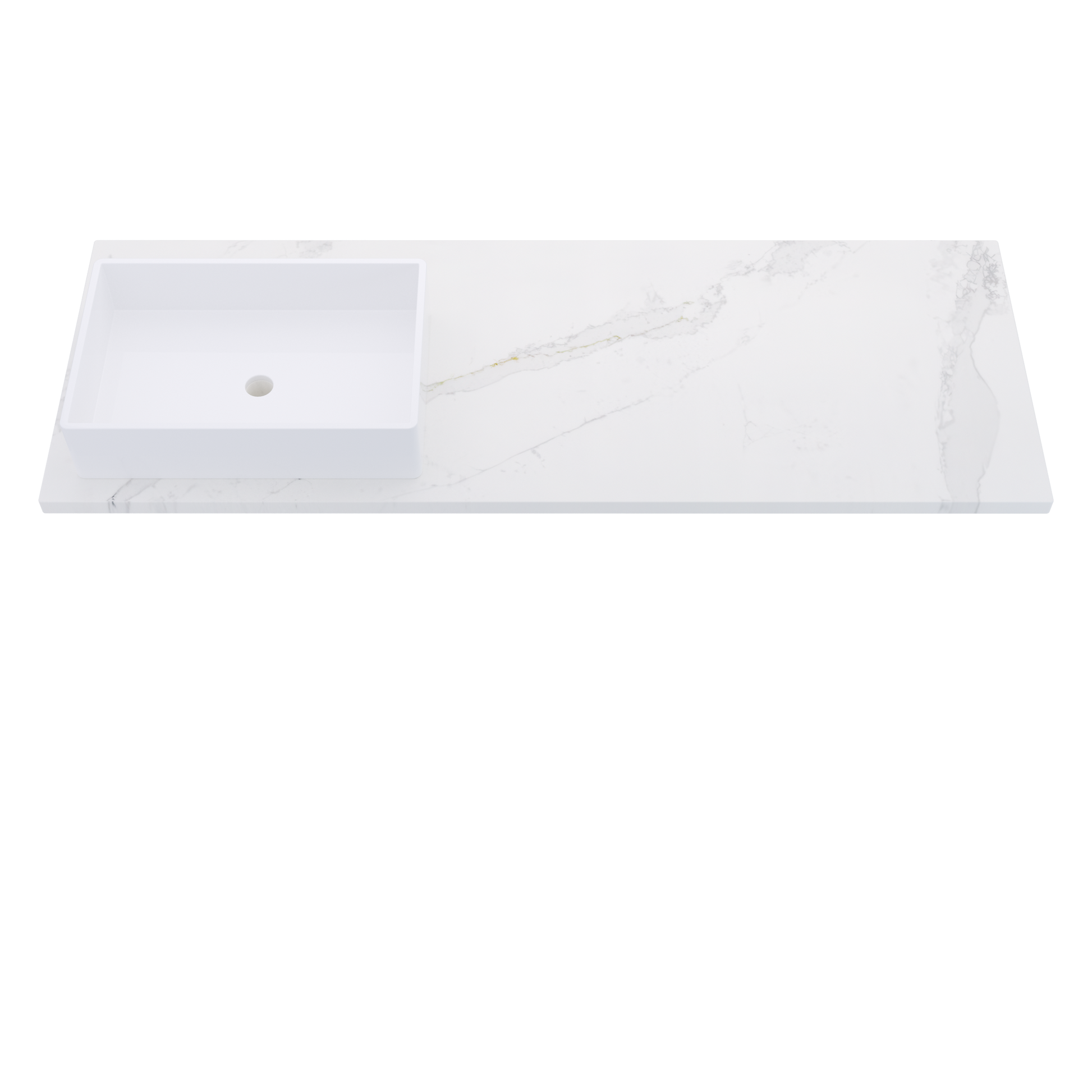 61" Vanderloc Silestone® Quartz Bathroom Vanity Top | Single Rectangle Sink | Offset in Et Calacatta Gold